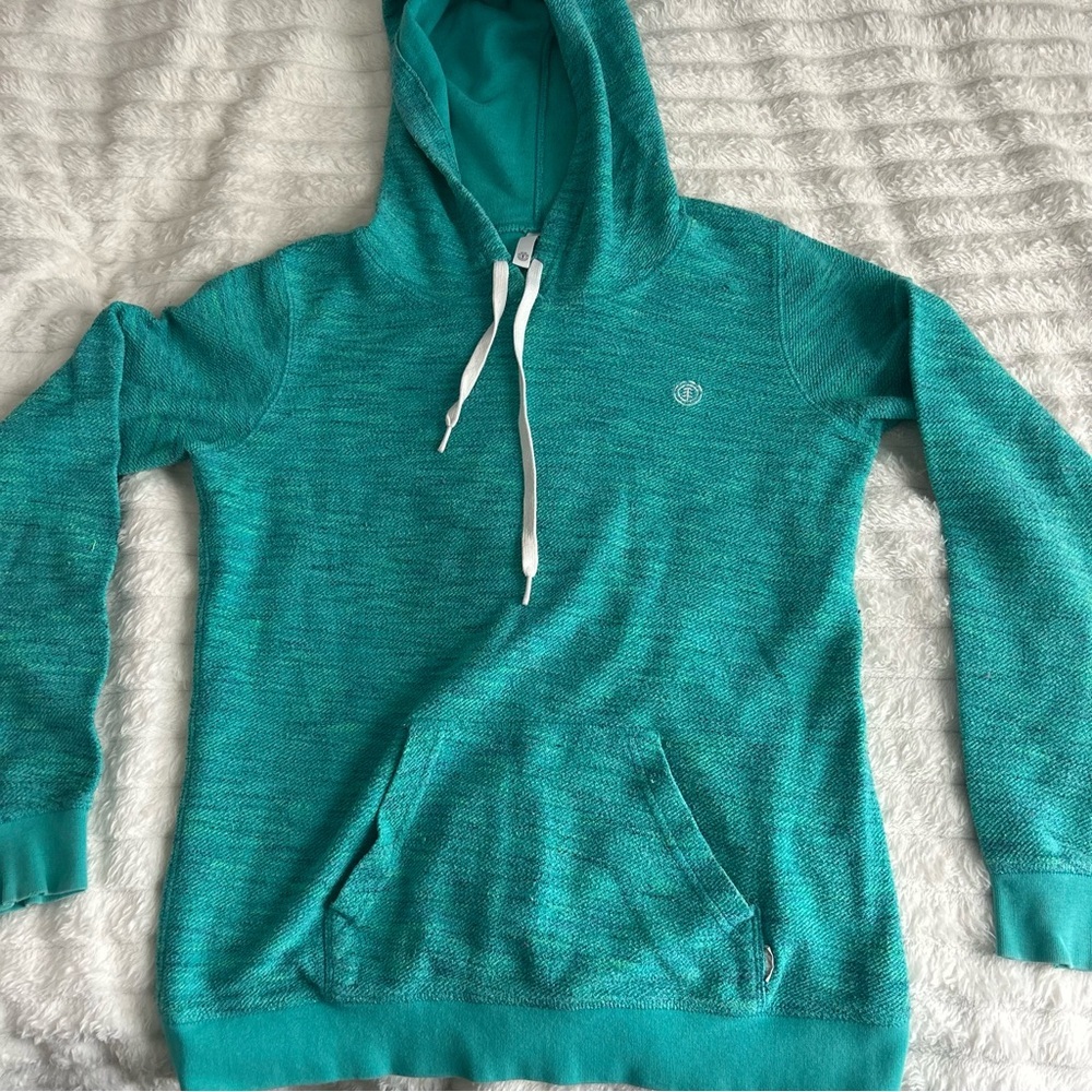 Womens Small Element Teal Hooded Knit Pullover Sweater